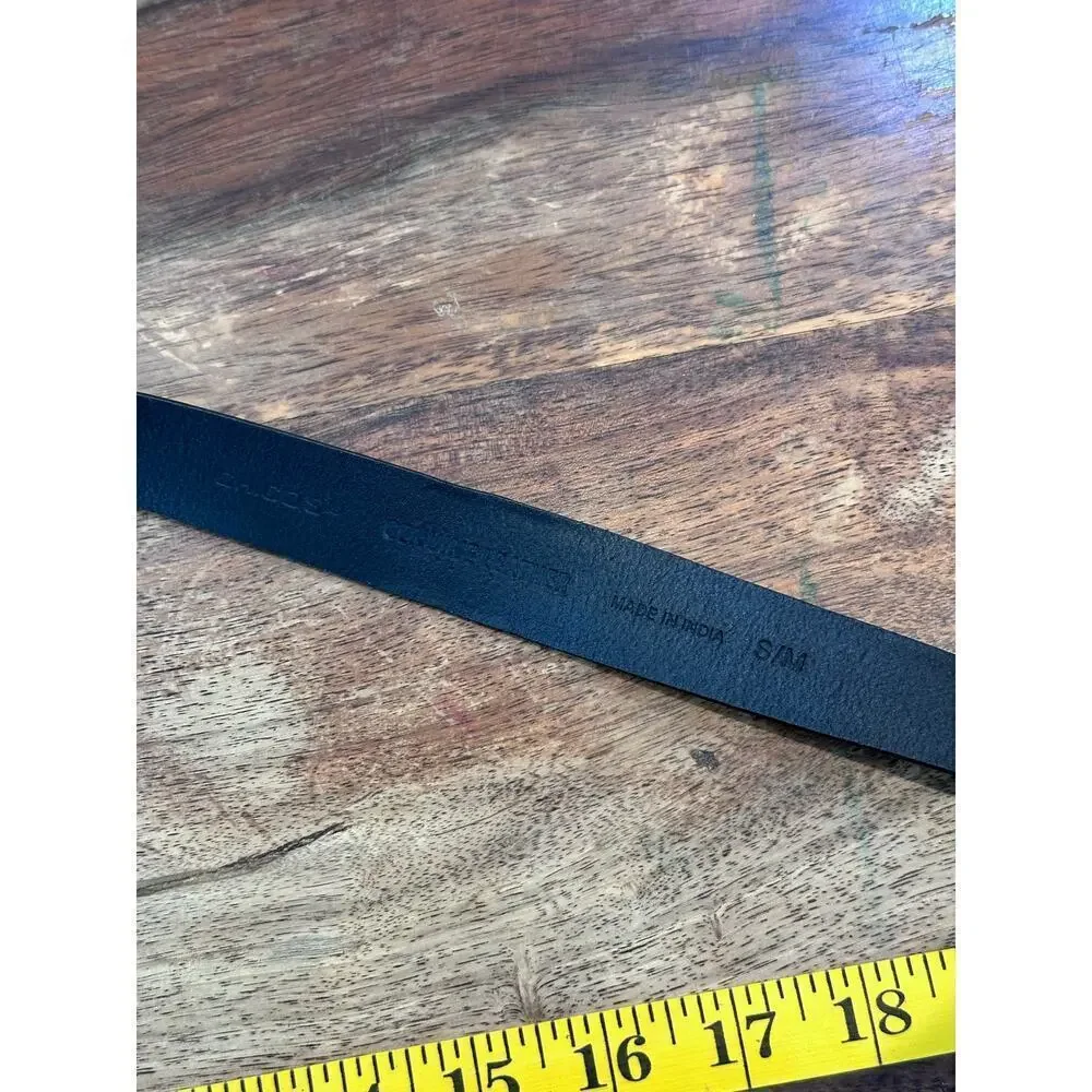 Chico's Women's Black Aged Silver Leather Adjustable Belt